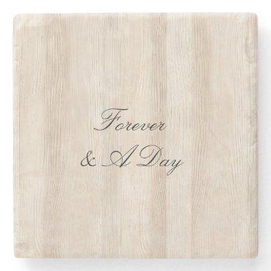 Rustic Faux Cream White Wood Wedding Stone Coaster