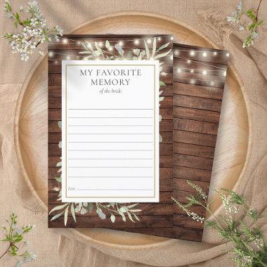 Rustic Favorite Memory Greenery Bridal Shower Invitations