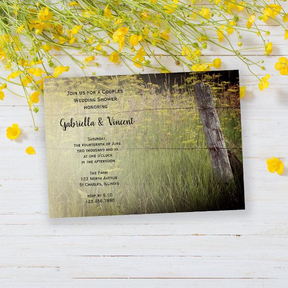 Rustic Fence Post Country Couples Wedding Shower Invitations