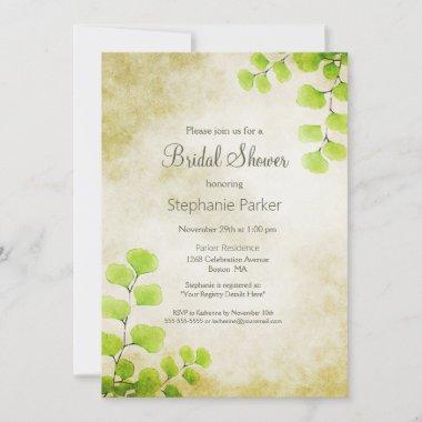 Rustic Fern Leaf Bridal Shower Invitations