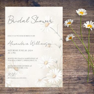 Rustic Field of Daisies Bridal Shower Invitations