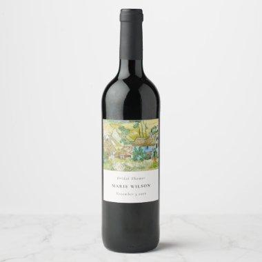 Rustic Fields Mountain Landscape Bridal Shower Wine Label