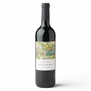 Rustic Fields Mountain Landscape Bridal Shower Wine Label