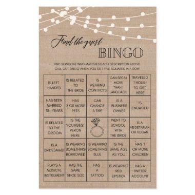 Rustic Find the guest bingo  game