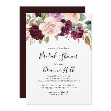 Rustic Floral and Botanical Foliage Bridal Shower Invitations