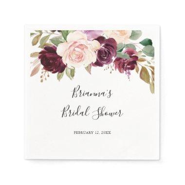 Rustic Floral and Botanical Foliage Bridal Shower Napkins