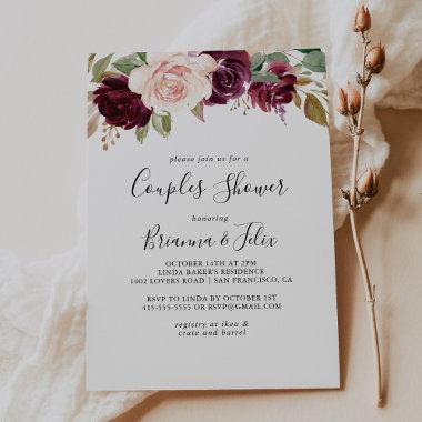 Rustic Floral and Botanical Foliage Couples Shower Invitations