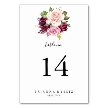 Rustic Floral and Botanical Foliage Wedding Table Number