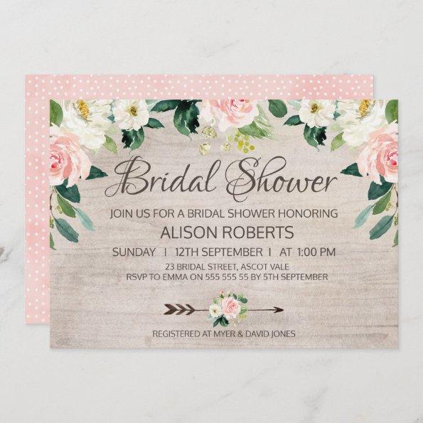 Rustic Floral Boho Bridal Shower Invitations