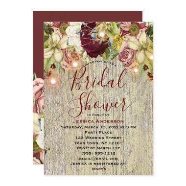 Rustic Floral Botanical Burgundy