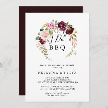 Rustic Floral Botanical I Do BBQ Engagement Party Invitations