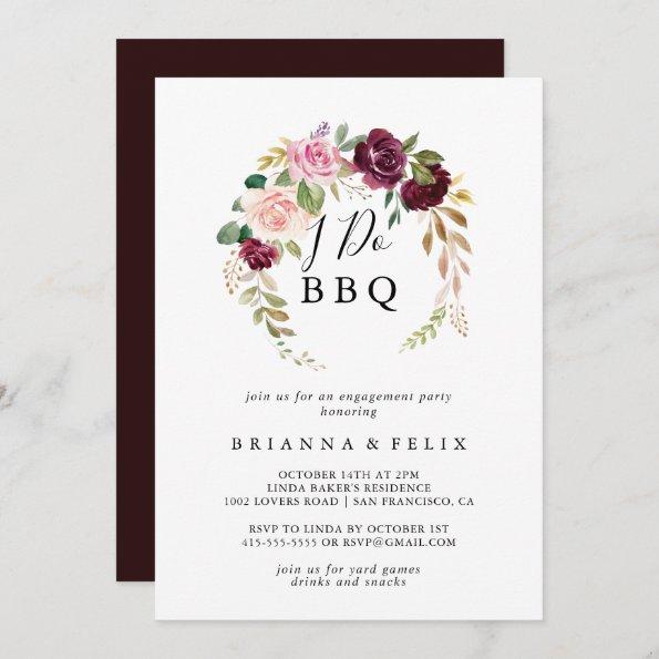 Rustic Floral Botanical I Do BBQ Engagement Party Invitations