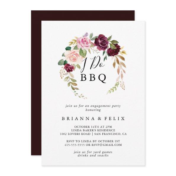 Rustic Floral Botanical I Do BBQ Engagement Party Invitations