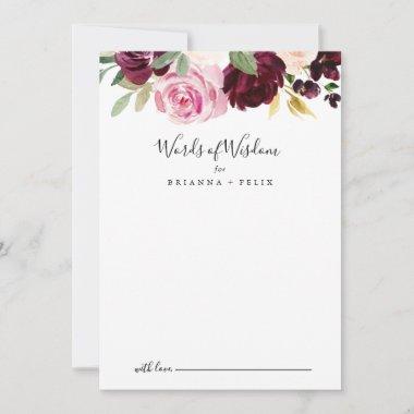 Rustic Floral Botanical Wedding Words of Wisdom Advice Card