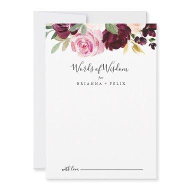 Rustic Floral Botanical Wedding Words of Wisdom Advice Card