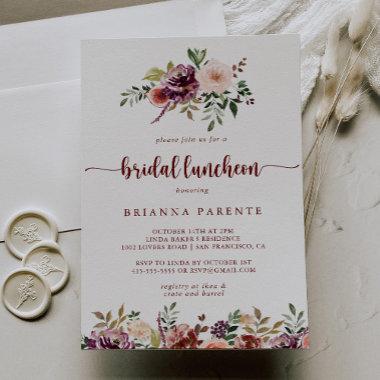 Rustic Floral Bridal Luncheon Bridal Shower Invitations