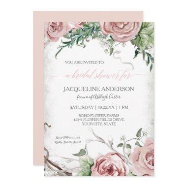 Rustic Floral  BOHO Blush Watercolor