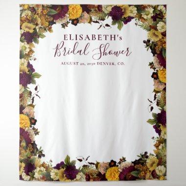 Rustic floral bridal shower photo booth backdrop