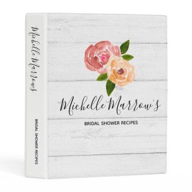 Rustic floral bridal shower recipes binder