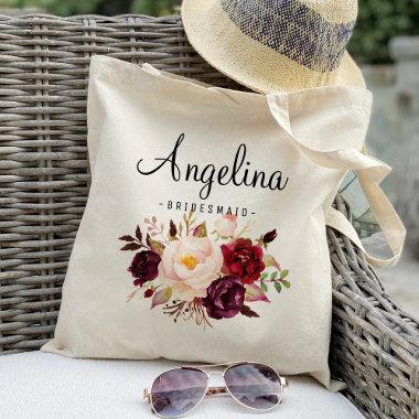 Rustic Floral Bridesmaid Personalized Tote Bag