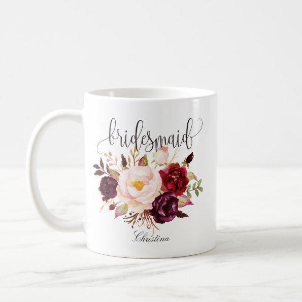 Rustic Floral Bridesmaid Wedding Coffee Mug