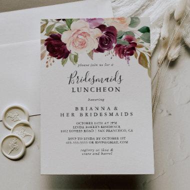 Rustic Floral Bridesmaids Luncheon Shower Invitations