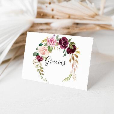 Rustic Floral Folded Wedding Gracias Invitations