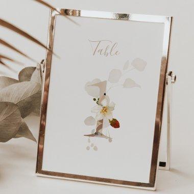 Rustic Floral Handwritten Script 1 Wedding Table Number