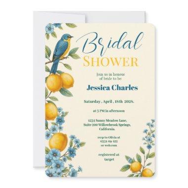 Rustic floral lemon & bluebird