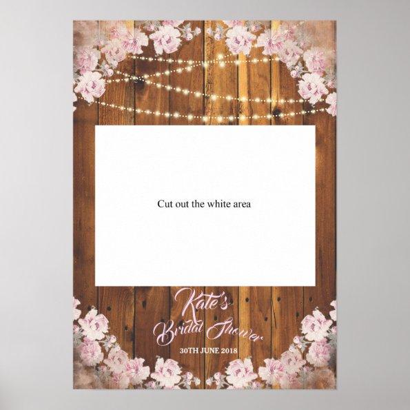 Rustic Floral Light Bridal Shower cut Photo Booth Poster