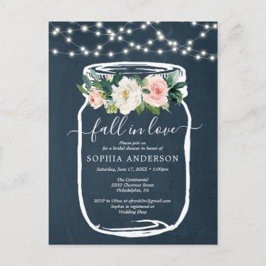 Rustic Floral Mason Jar Bridal Shower Invite