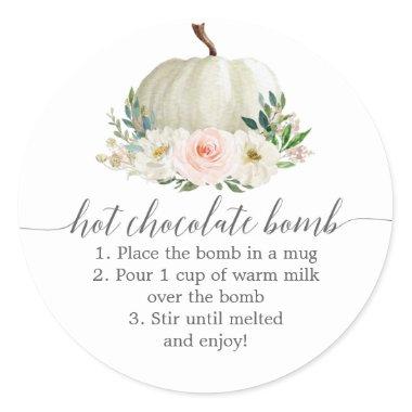 Rustic Floral Pumpkin Hot Chocolate Bomb Favor Cla Classic Round Sticker
