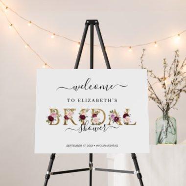 Rustic Floral Script Bridal Shower Welcome Sign