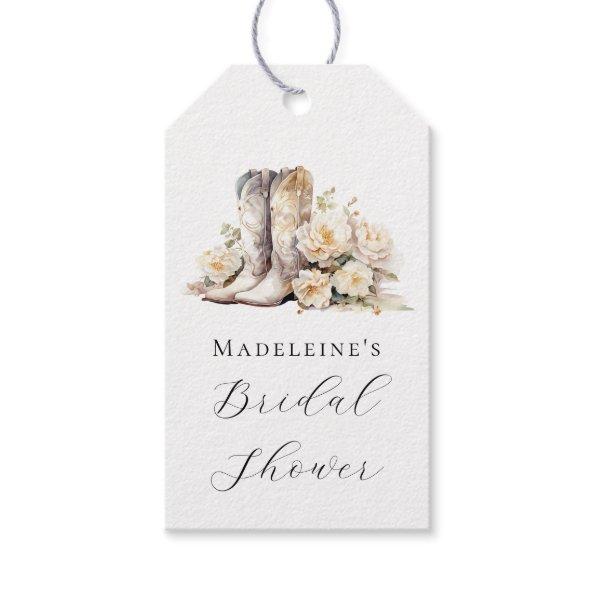 Rustic Floral Watercolor Boots Bridal Shower Gift Tags