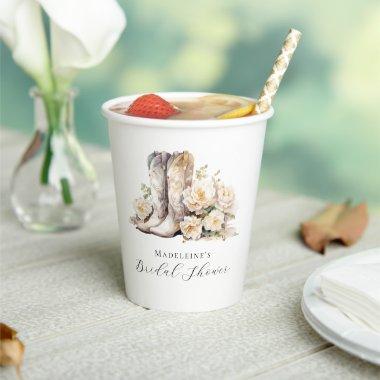 Rustic Floral Watercolor Boots  Paper Cups