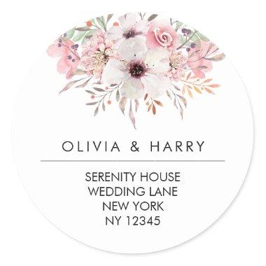 Rustic Floral Wedding Return Address Stickers