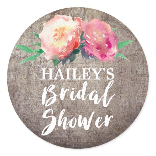 Rustic Flower Bouquet Bridal Shower Favor Sticker