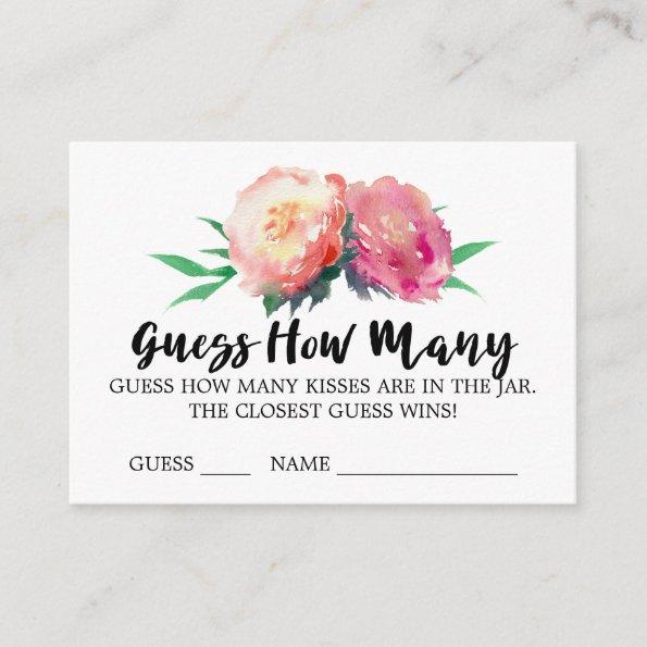 Rustic Flower Guess How Many Kisses Game Invitations