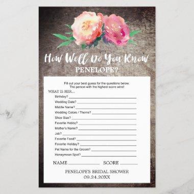 Rustic Flower How Well Do You Know The Bride Game