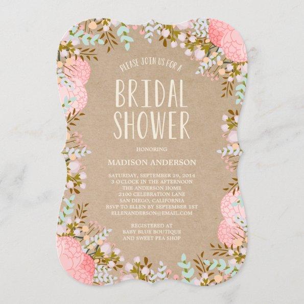 Rustic Flowers | Bridal Shower Invitations