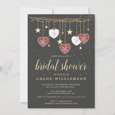 Rustic Folk Art Hearts Bridal Shower Invitations