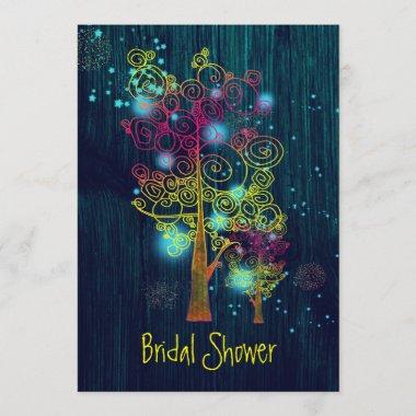 Rustic Forest Blue Fairy Tale Bridal Shower Invitations