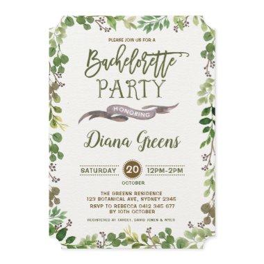 Rustic Forest Greenery Bachelorette Party Invite