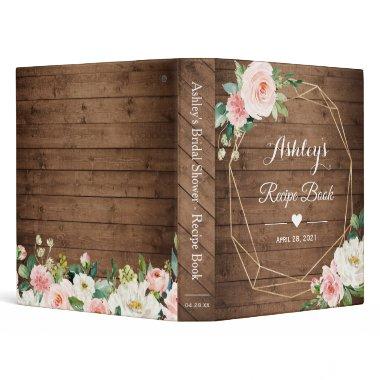 Rustic Geometric Floral Bridal Shower Recipe Book 3 Ring Binder
