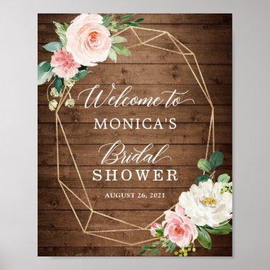 Rustic Geometric Romance Floral Bridal Shower Sign