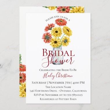 Rustic Gerber Floral Bridal Shower Invitations