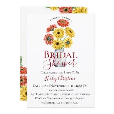 Rustic Gerber Floral Bridal Shower Invitations