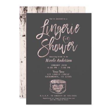 Rustic Glam Rose Gold Pink Grey Lingerie Shower