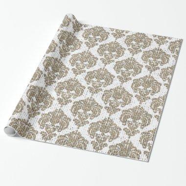 Rustic Glamour Burlap Royal Damask Chic Modern Wrapping Paper