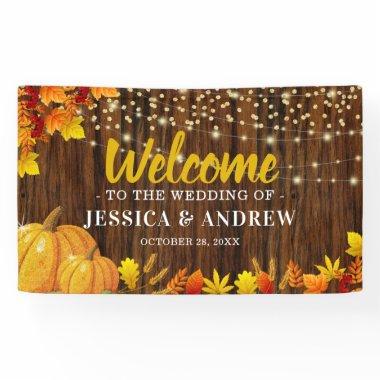 Rustic Glitter Pumpkin Autumn Wedding Welcome Banner